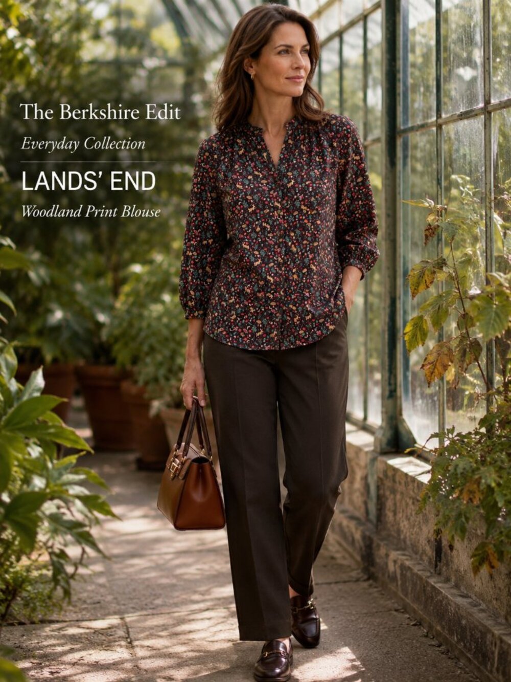Lands' End Woodland Animal Floral Blouse Rabbit Hedgehog Cottagecore S 6-8